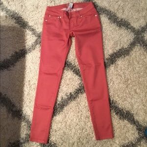 Coral skinny stretch jeans